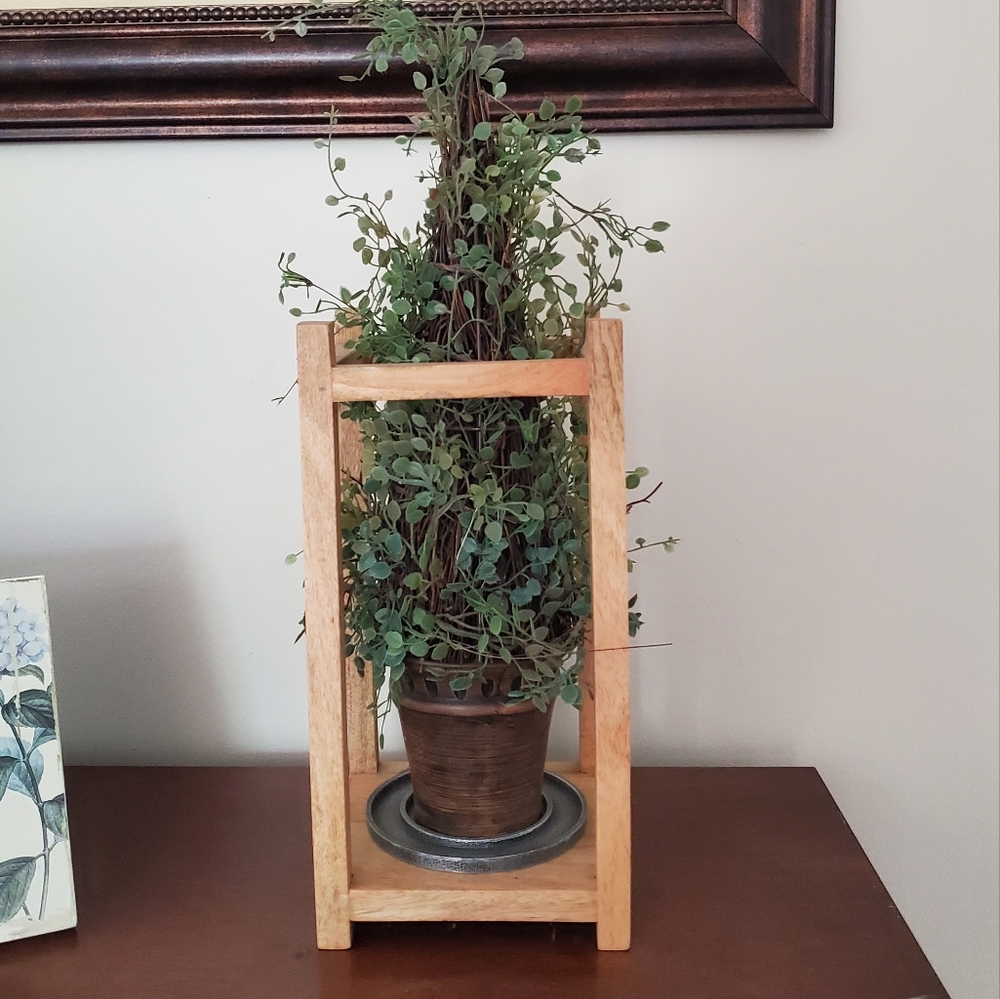 Lantern base with Faux Topiary